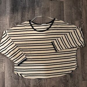 Paper Crane Oversized Long Sleeve Sweater - Black and Cream Stripe - Size Small